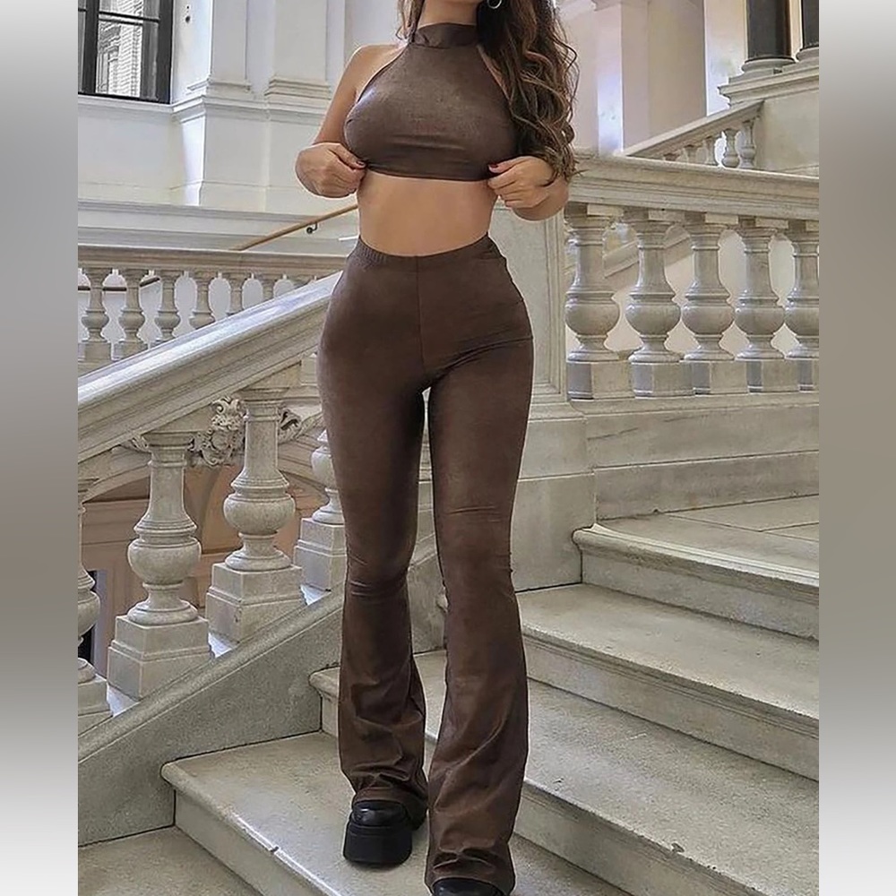Fashion nova brown flare pant set - Picture 4 of 8